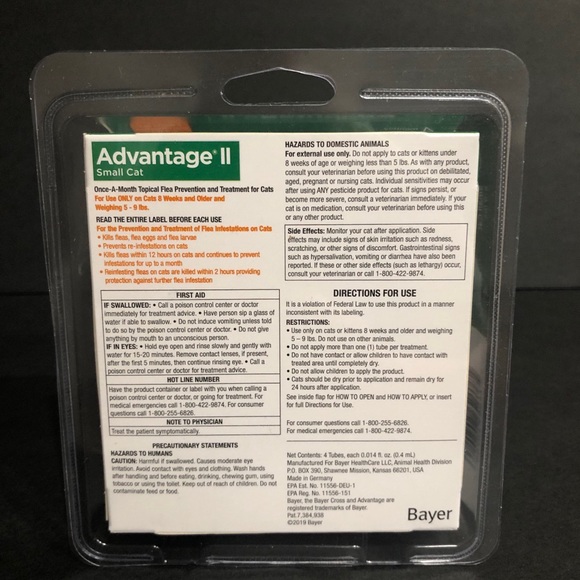 Bayer Advantage II Flea & Lice Control for Small Cats. - Picture 3 of 4